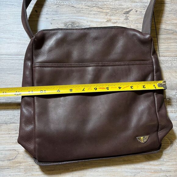 Dockers Leather Bag Brown Dark Shoulder Vintage 90s Like New Zip - Picture 8 of 9